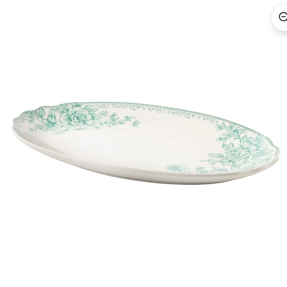 š 2025 The Pioneer Woman Agatha Green Floral Serving 16 Inch Platter - Picture 3 of 4